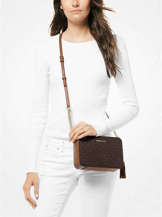 Jet Set Saffiano Leather Monogram Crossbody Bag