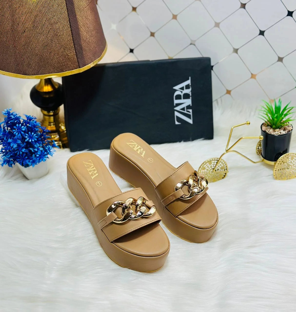 Women's Chain Wedge Slides