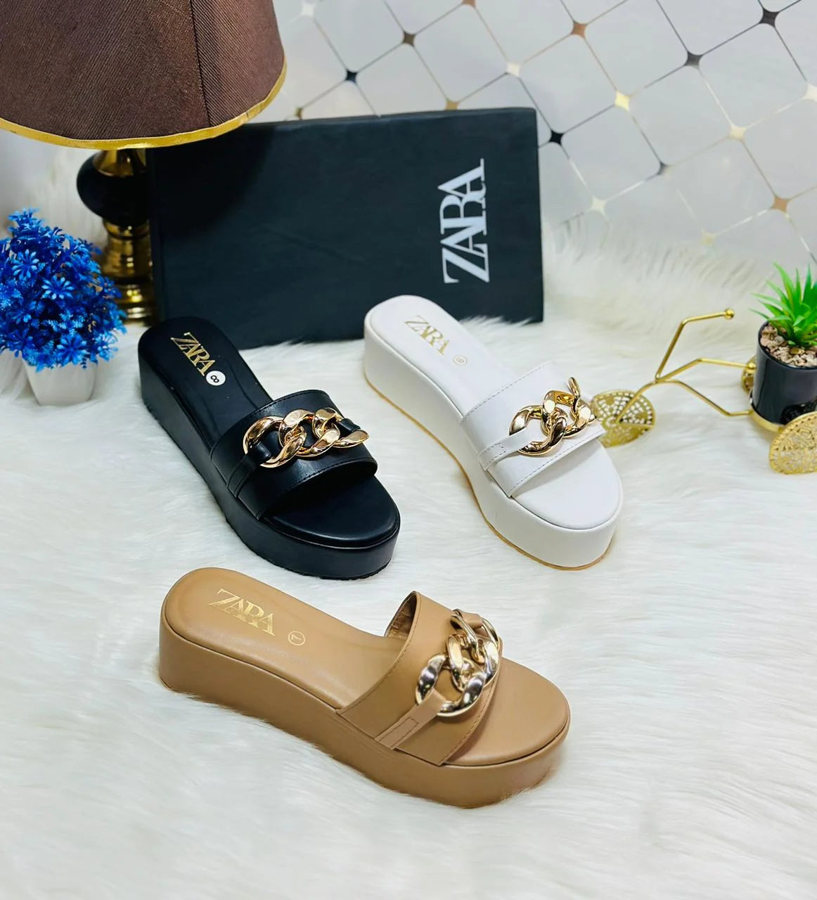 Women's Chain Wedge Slides