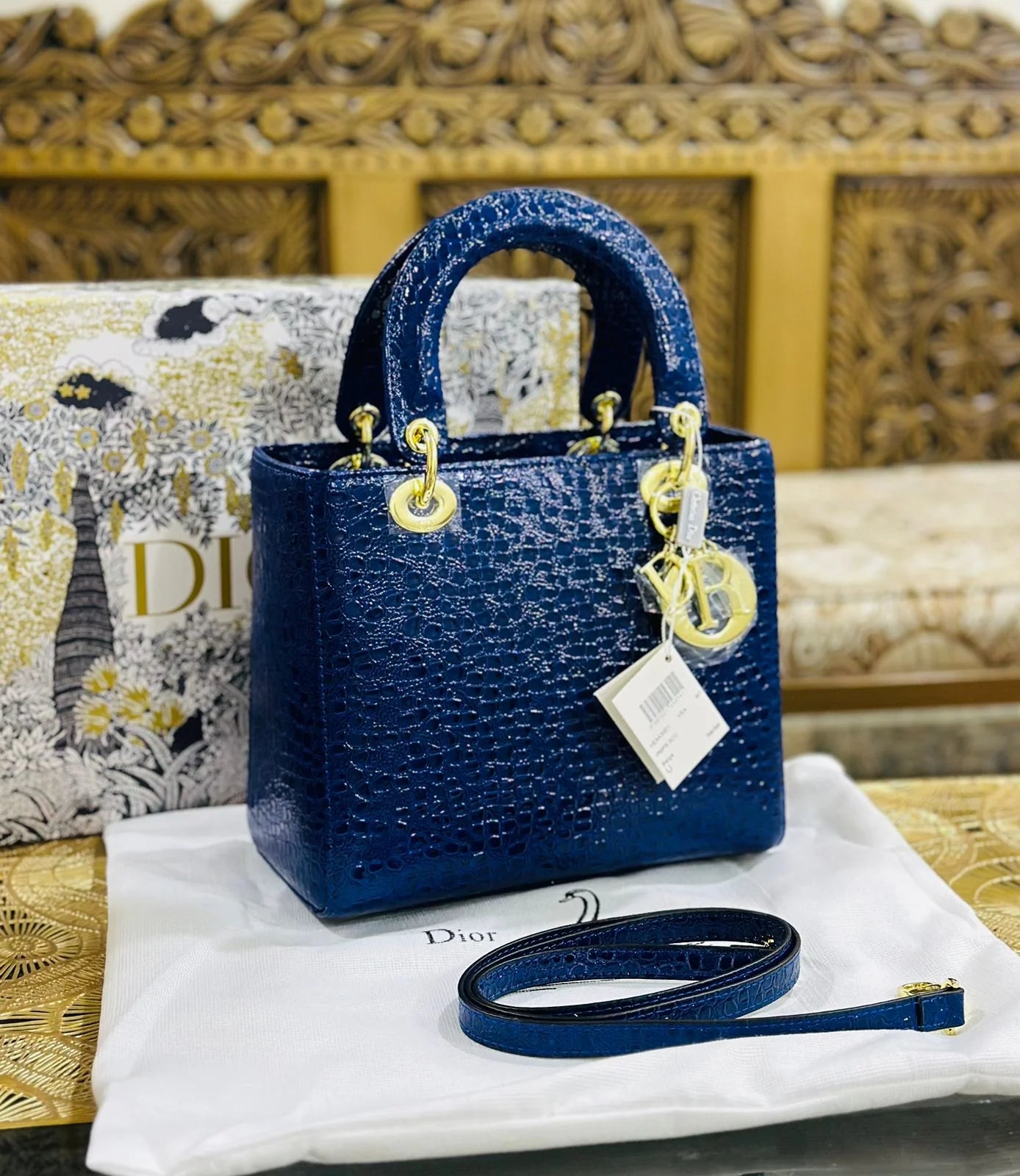 Lady D Medium Exotic Crocodile Leather Bag
