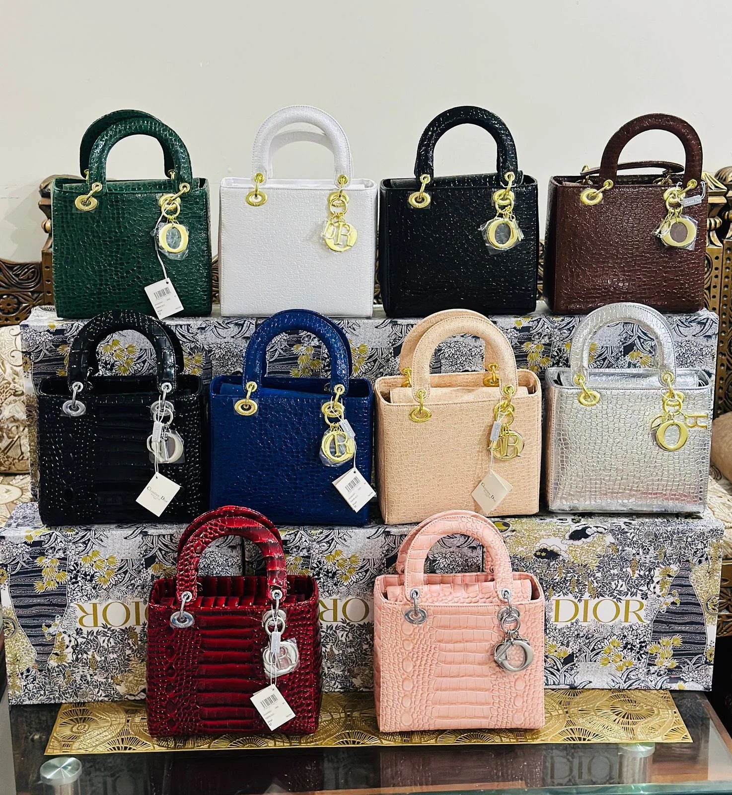 Lady D Medium Exotic Crocodile Leather Bag