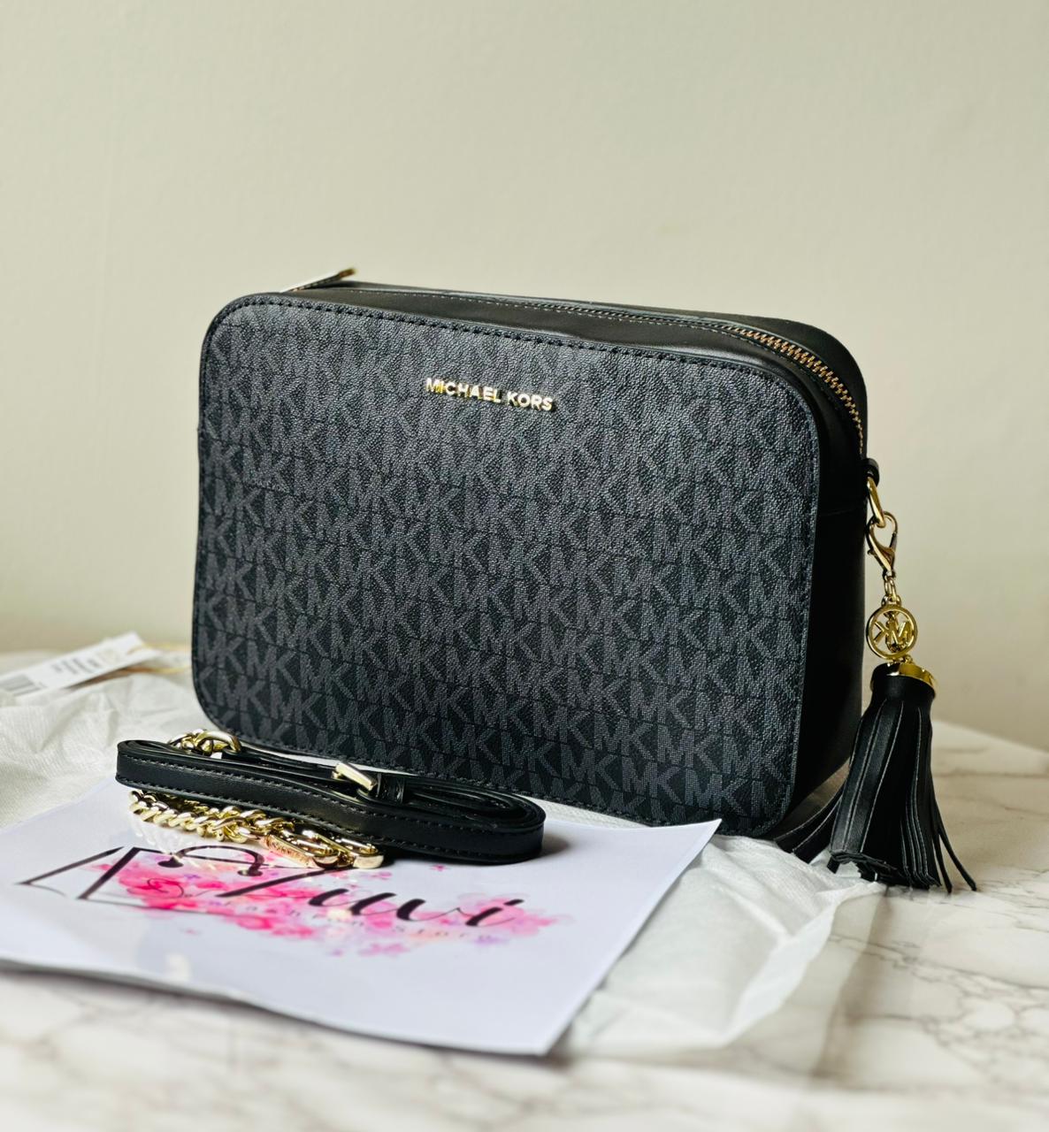 Jet Set Saffiano Leather Monogram Crossbody Bag