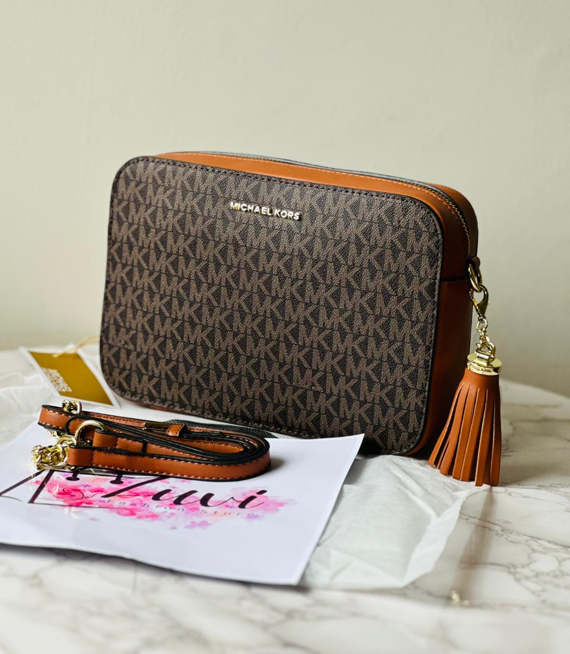 Jet Set Saffiano Leather Monogram Crossbody Bag