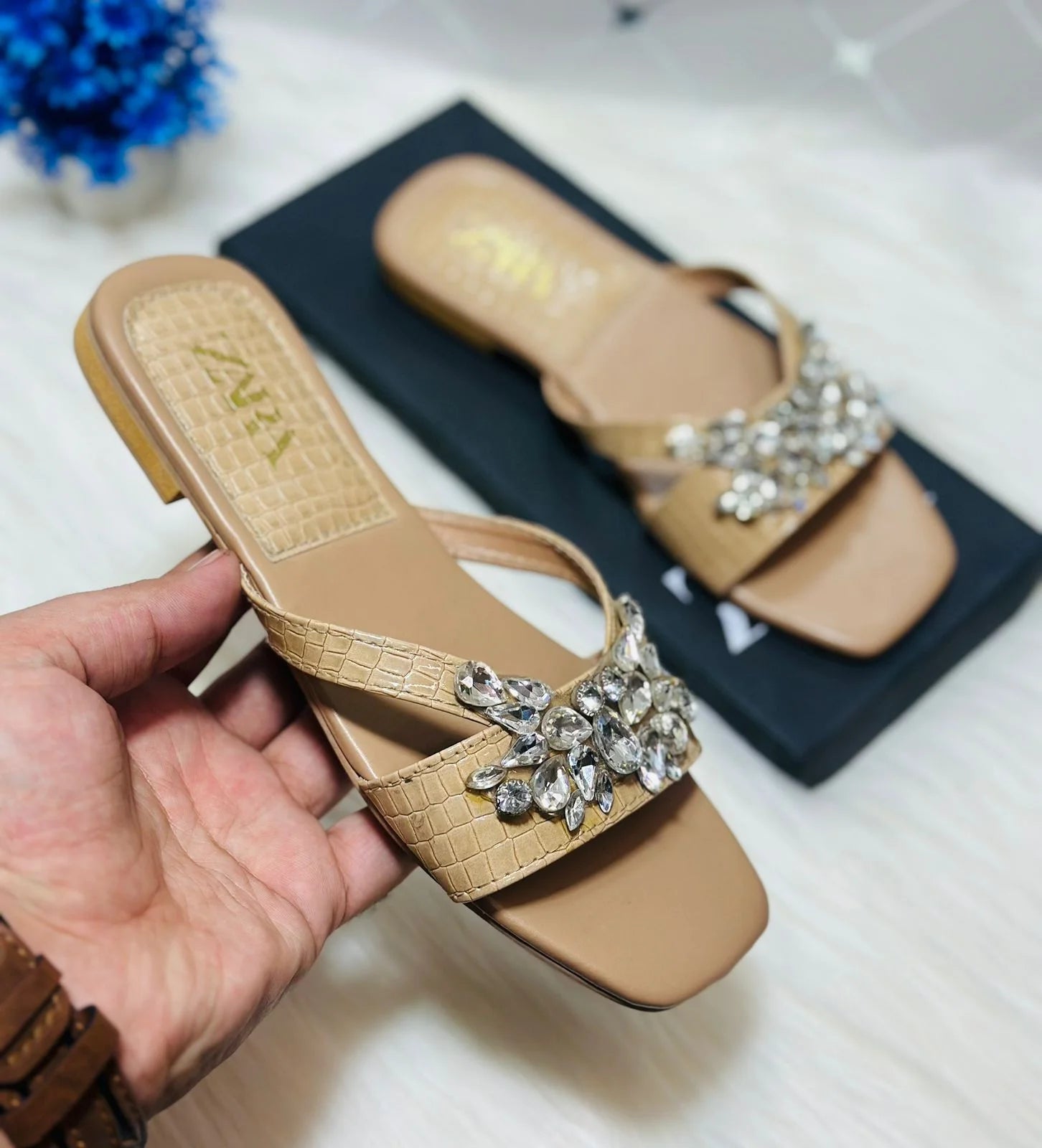 Crystal Flat Sandals