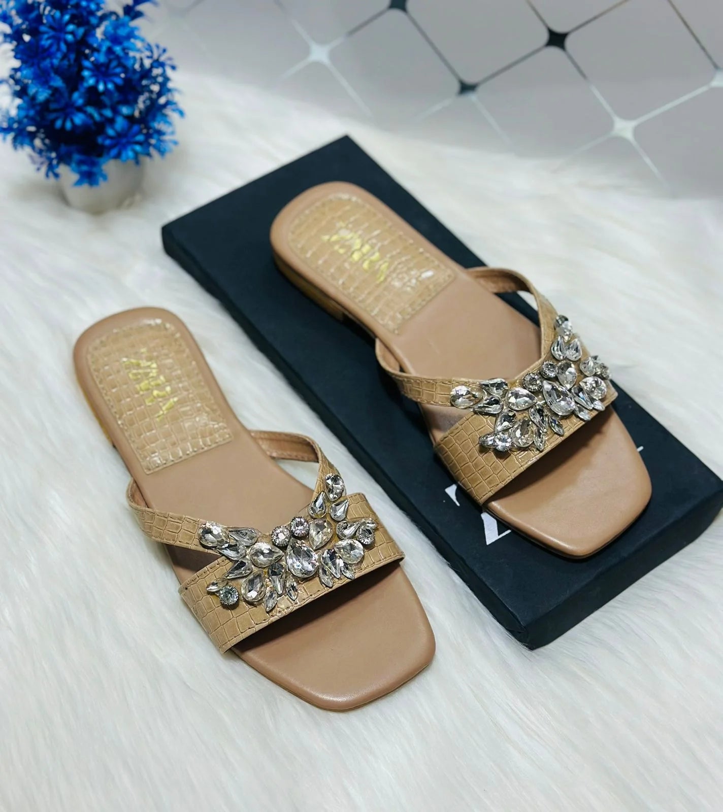 Crystal Flat Sandals