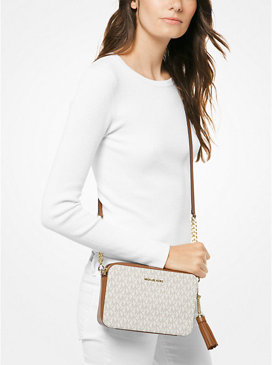 Jet Set Saffiano Leather Monogram Crossbody Bag