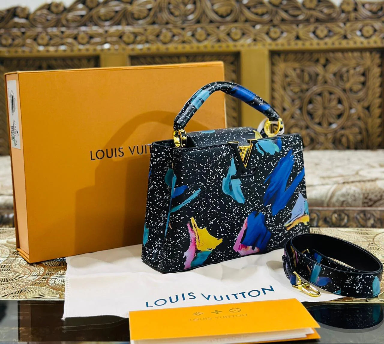 Capucines MM Bag - Blue (Multi)