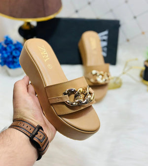 Women's Chain Wedge Slides