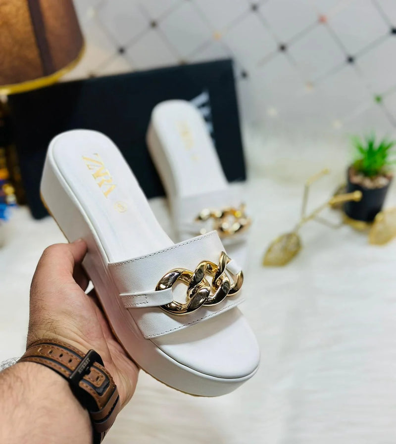 Women's Chain Wedge Slides