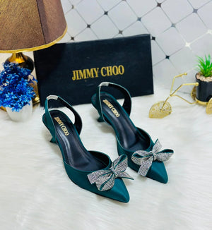 Rhinestone Tie Bow Slingback Heels