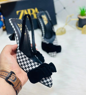 Black Bow Knot Kitten Heels