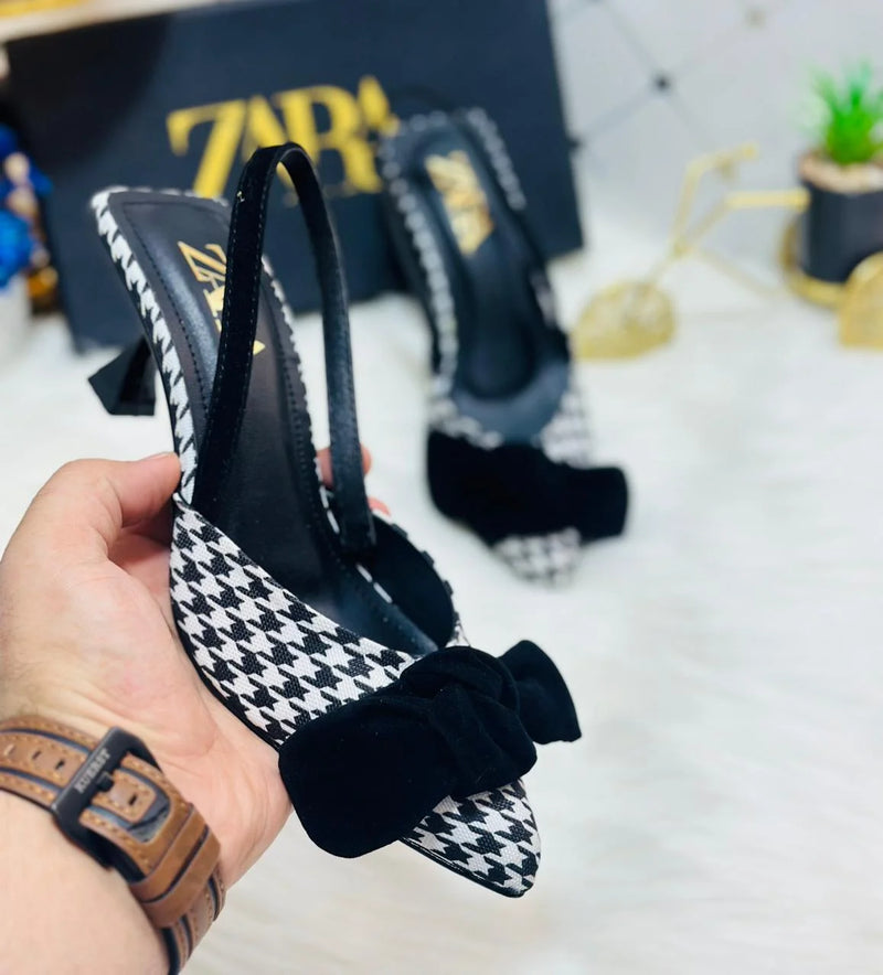 Black Bow Knot Kitten Heels