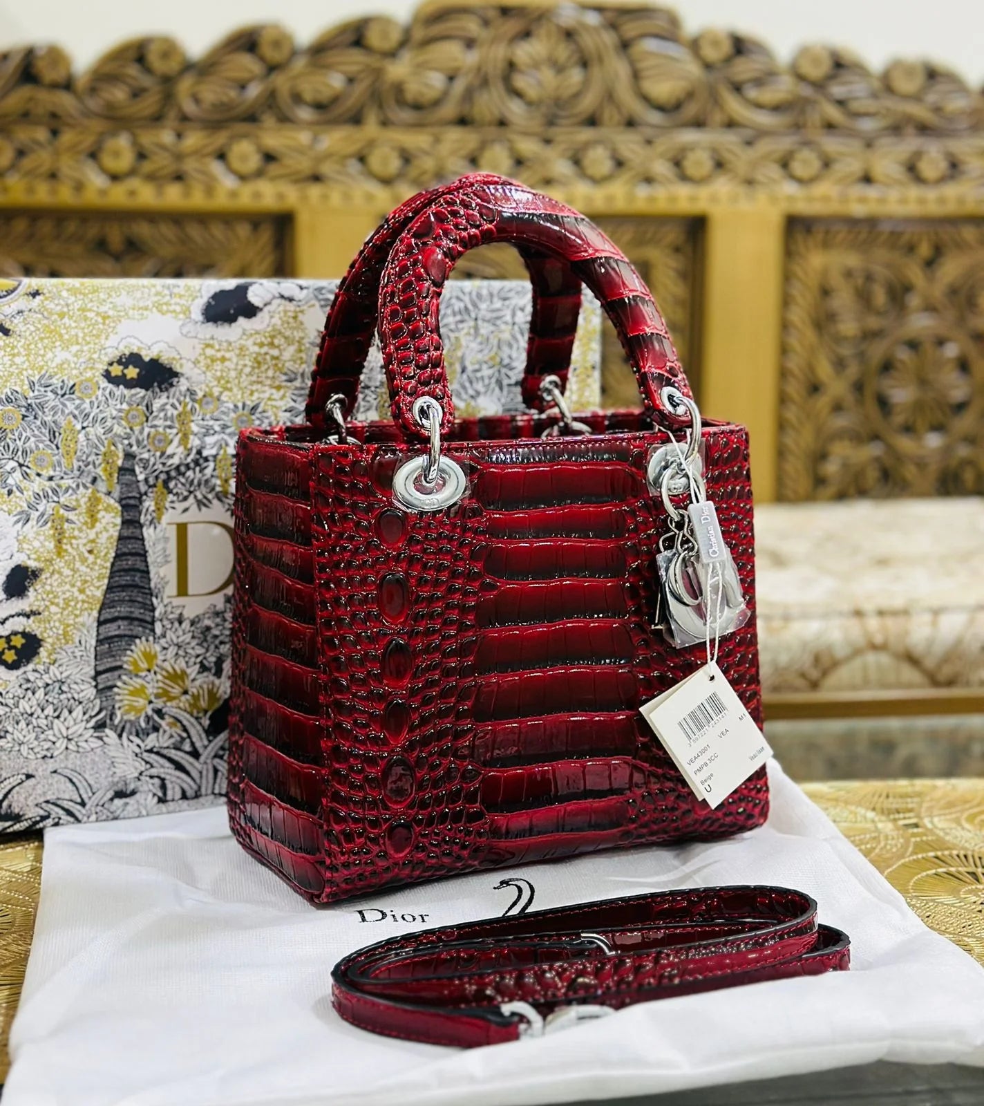 Lady D Medium Exotic Crocodile Leather Bag