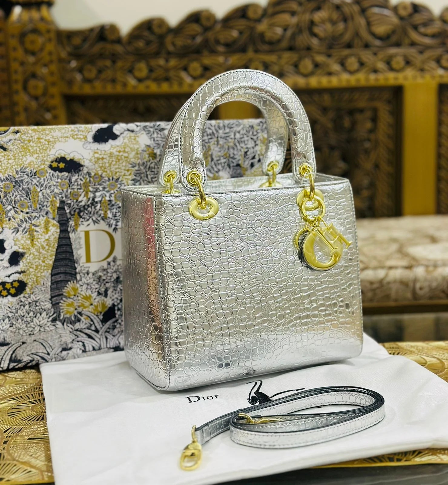 Lady D Medium Exotic Crocodile Leather Bag