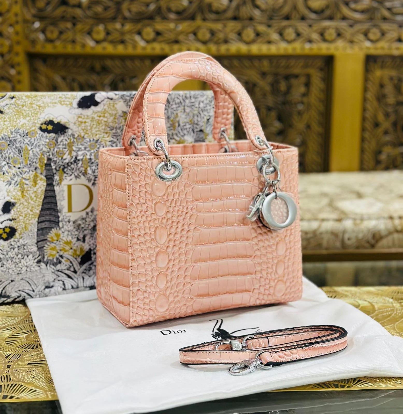Lady D Medium Exotic Crocodile Leather Bag