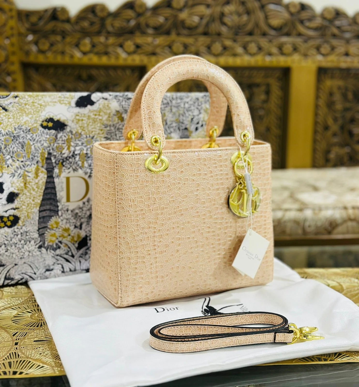 Lady D Medium Exotic Crocodile Leather Bag