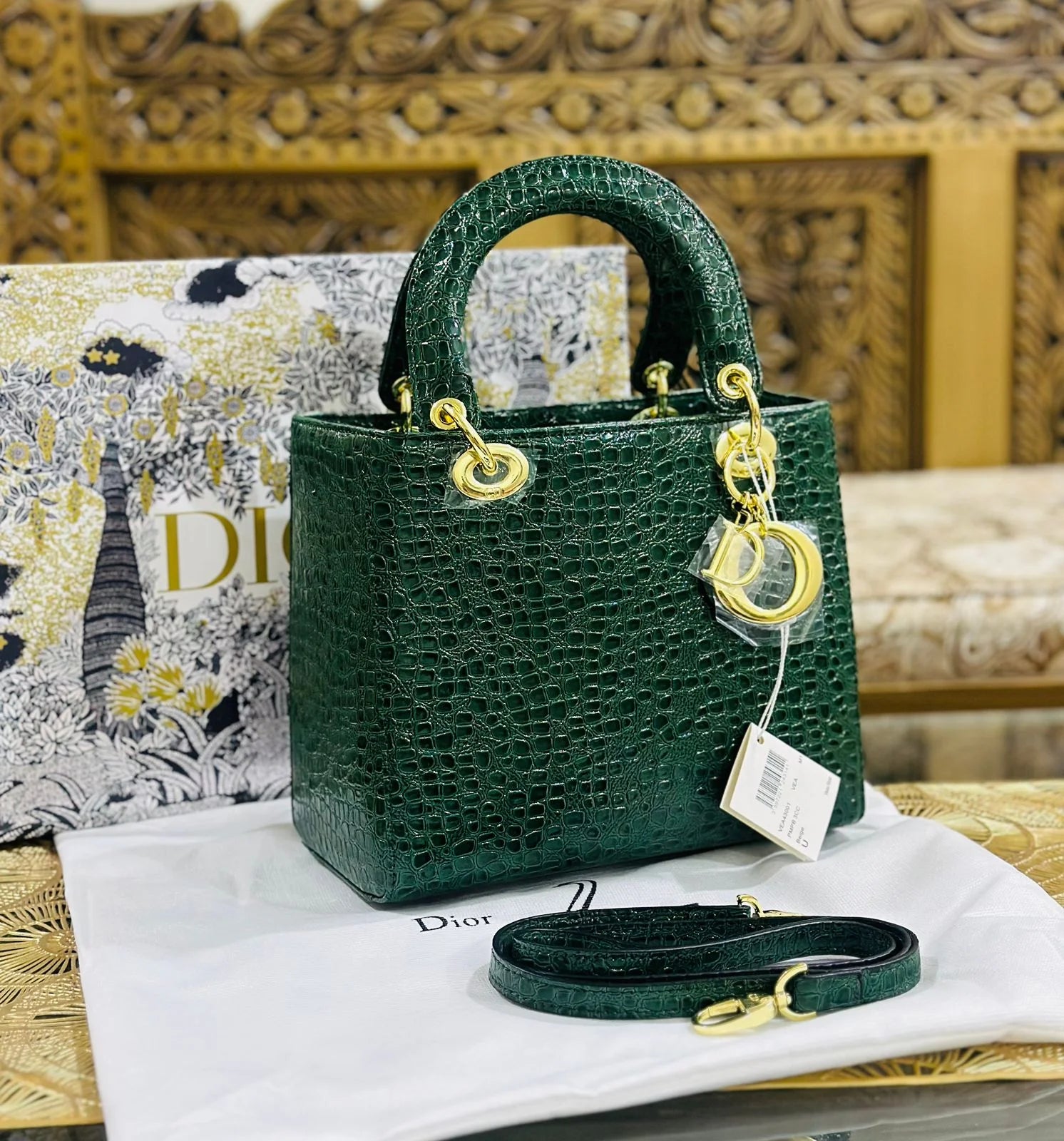 Lady D Medium Exotic Crocodile Leather Bag