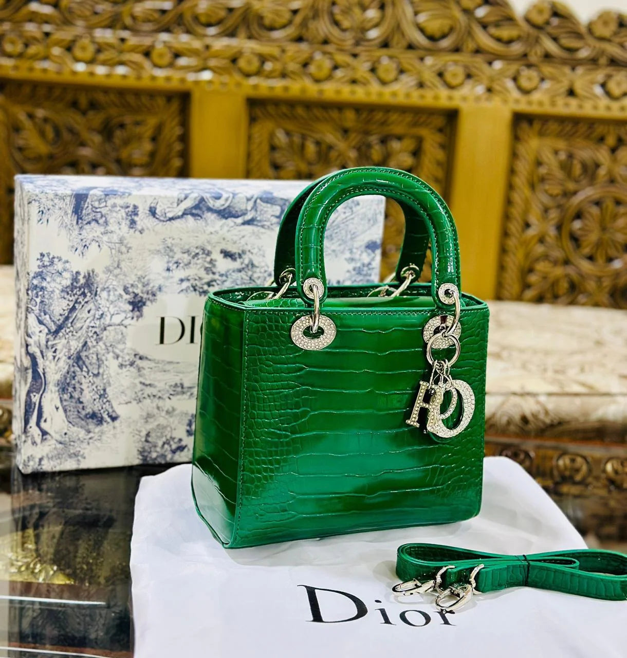 Lady D Small Crocodile Leather Bag
