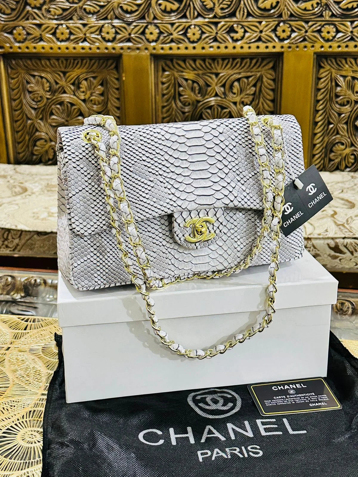 Classic Flap Bag in Python Leather