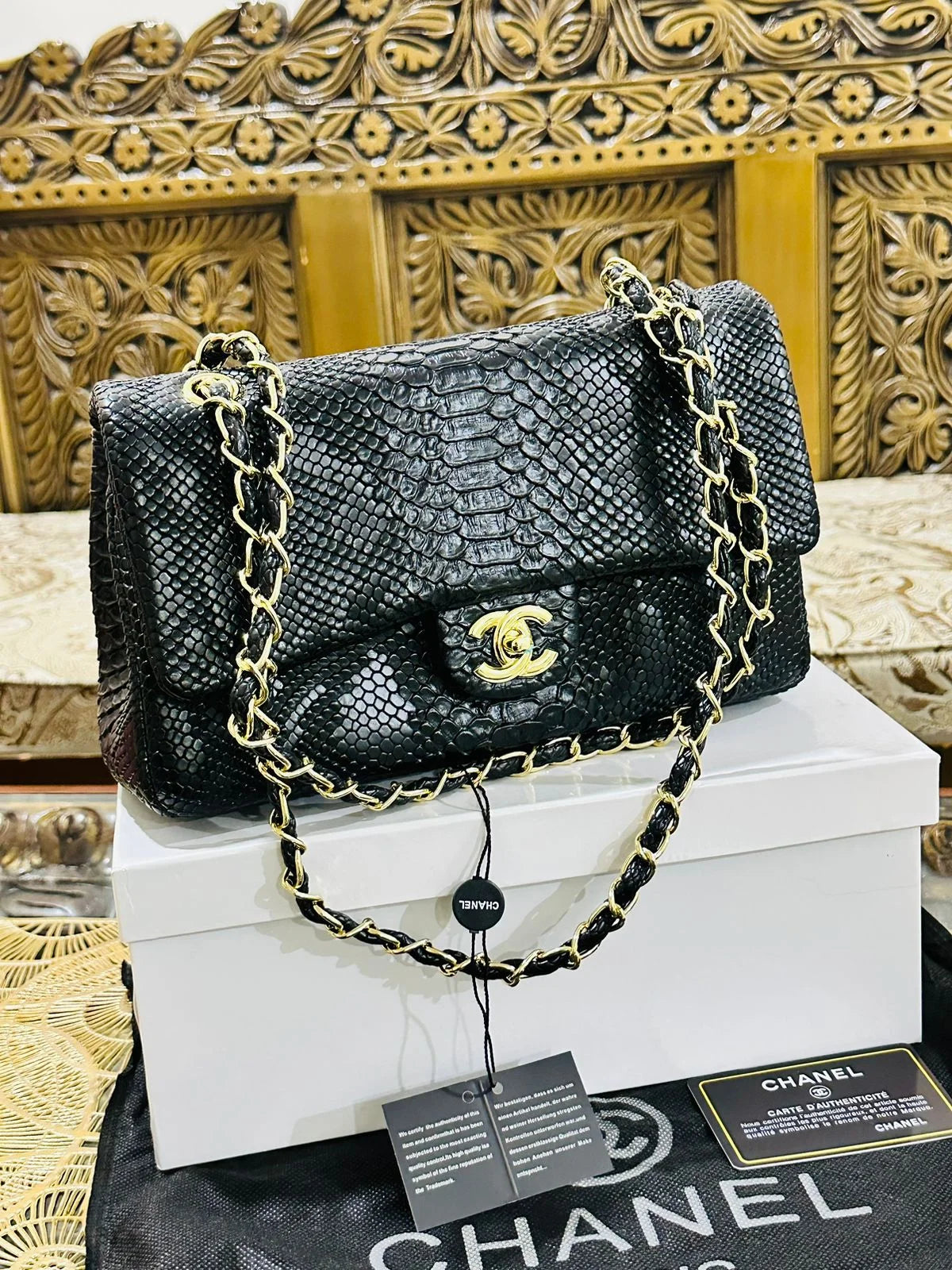 Classic Flap Bag in Python Leather