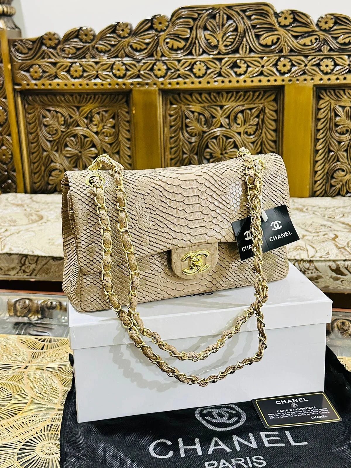 Classic Flap Bag in Python Leather