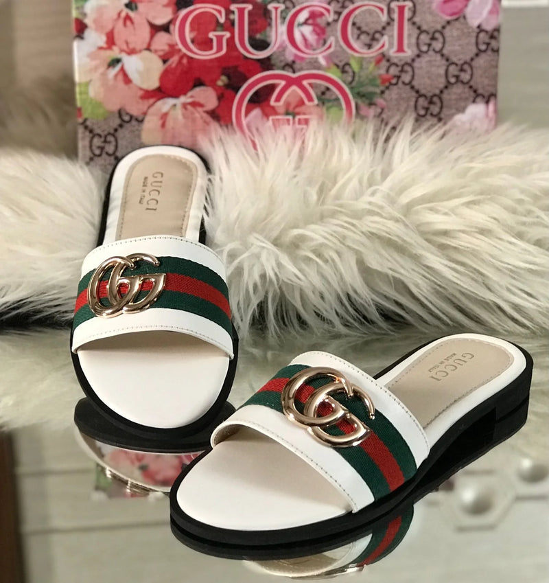 Double G Canvas Flat Sandals