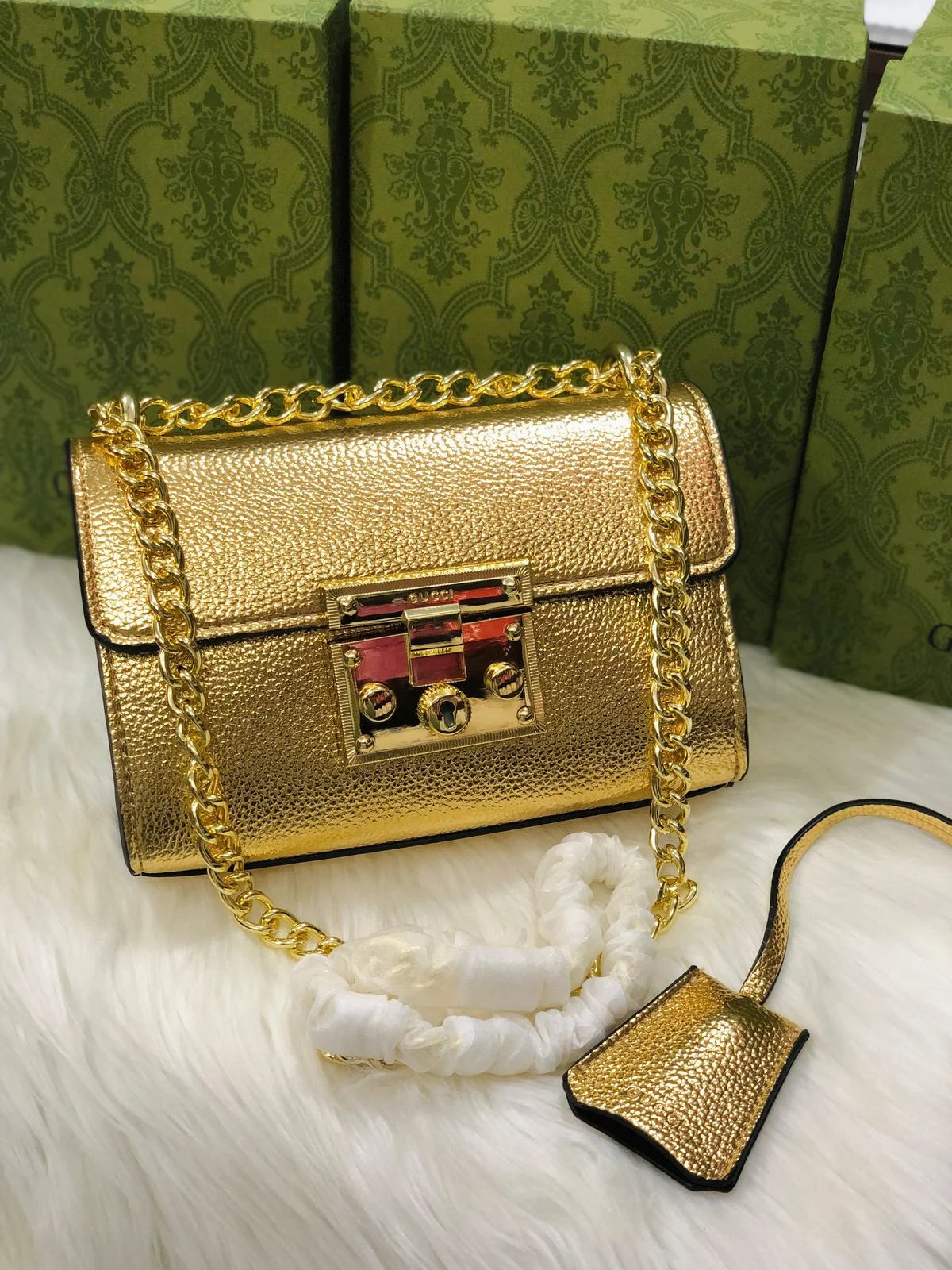 Padlock Small Metallic Shoulder Bag