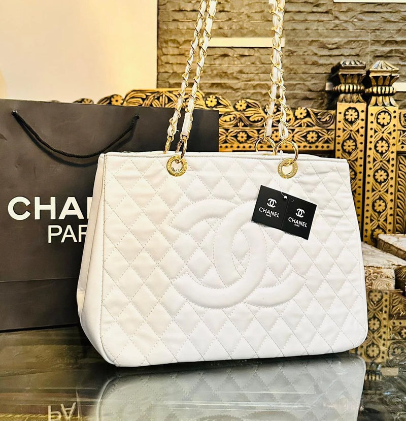 Quilted Caviar Shopping Tote Bag